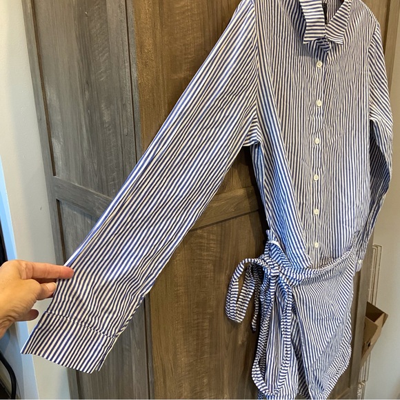 Reformation Medium Shirt Dress Wrap Skirt Button Down Striped - Picture 5 of 10
